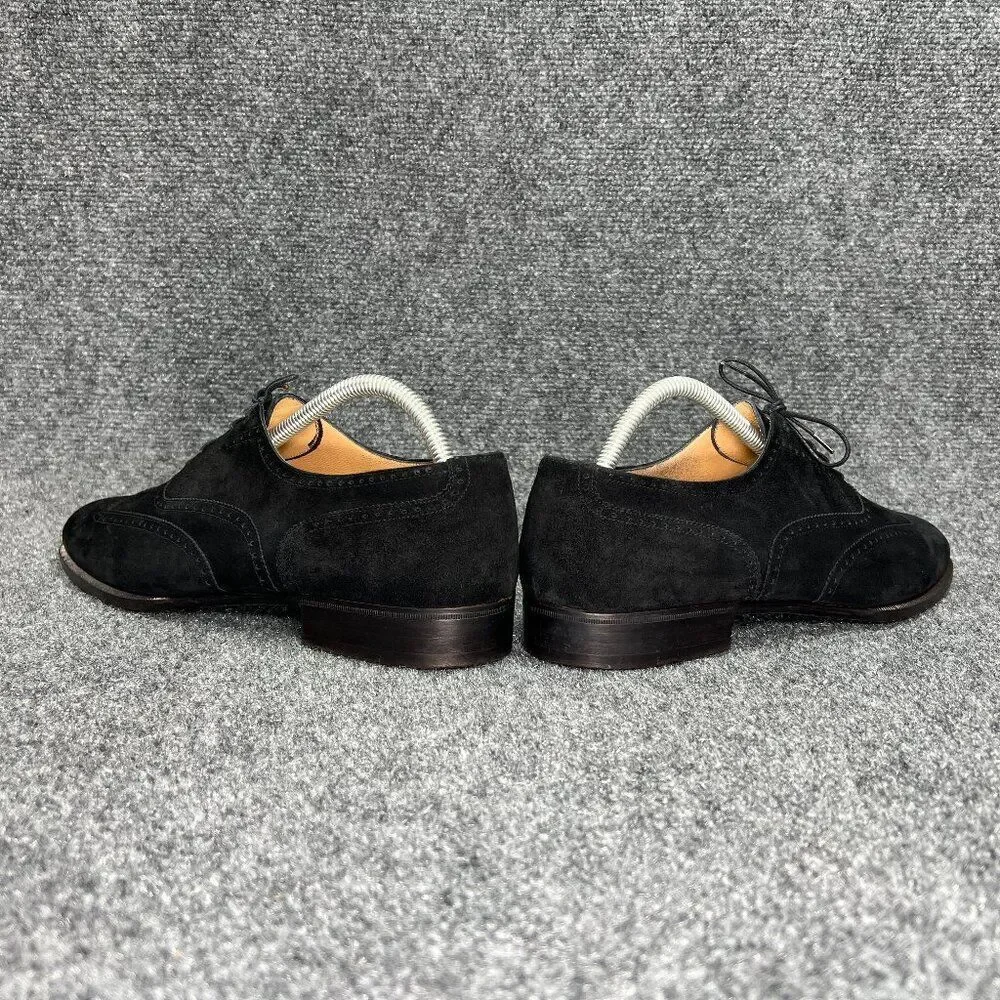 Salvatore Ferragamo Black Suede Oxfords Men's 9D Wing Tip Leather Dress Shoes‎